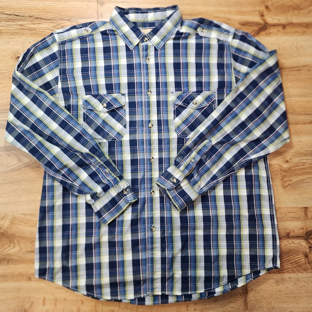 Ruff Hewn Mens Casual Regular Multicolor Long Sleeve Button Down Shirt Size XL